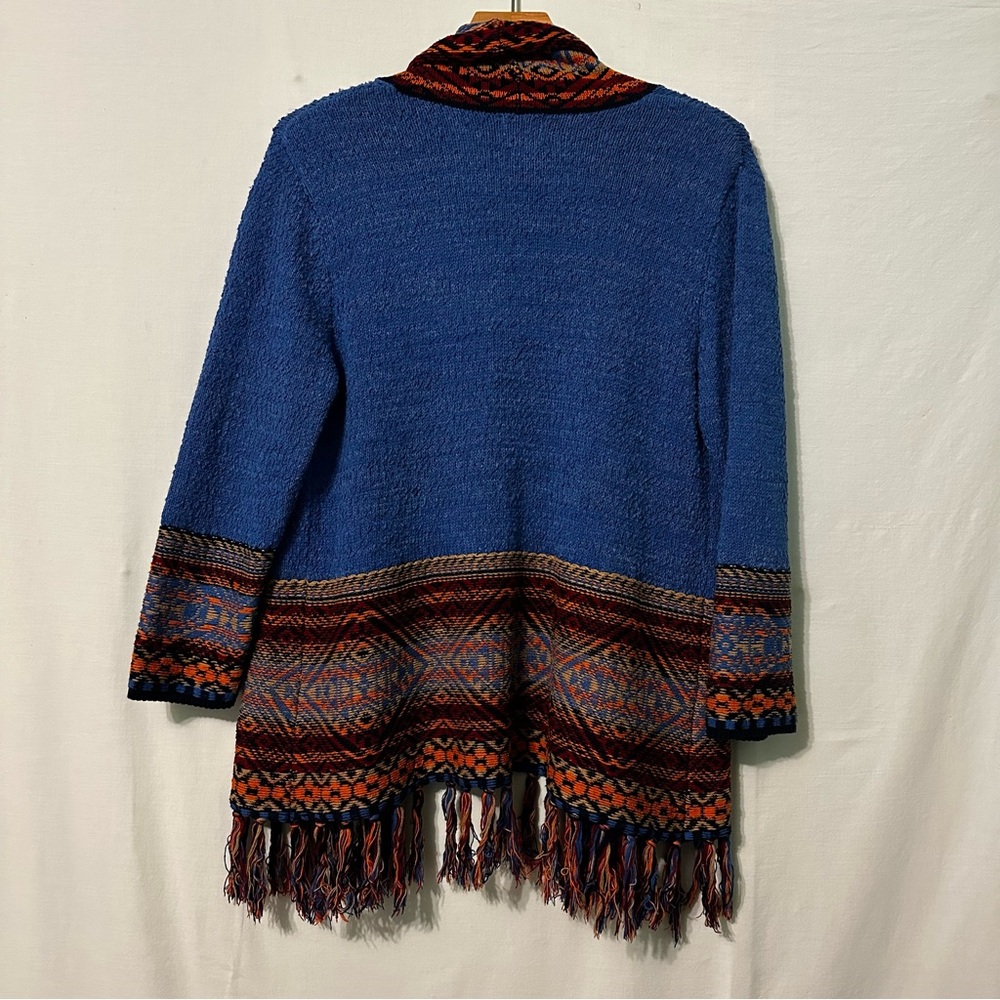 Ruby Rd Open Front Cardigan Blue Aztec Southwest … - image 2